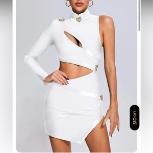 BELLA BARNETT - One Shoulder Cutout Mini Bandage Dress - White